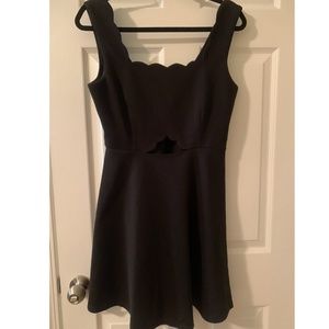 Black Textured Knit Mini Dress with Keyhole Detail